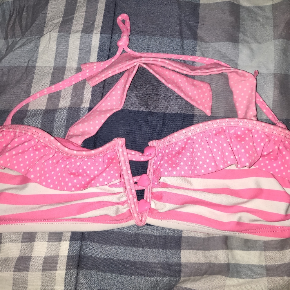 Pink/white swim top